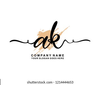 A K Initial Handwriting Logo Template
