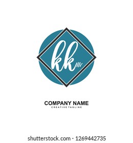 K K Initial Handwriting Logo Template Vector 