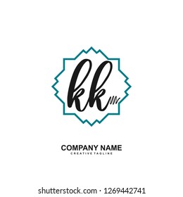 K K Initial Handwriting Logo Template Vector 