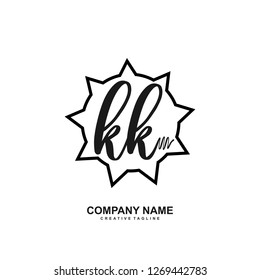 K K Initial Handwriting Logo Template Vector 