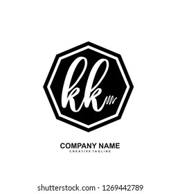 K K Initial Handwriting Logo Template Vector 