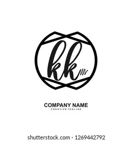 K K Initial Handwriting Logo Template Vector 