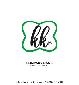 K K Initial Handwriting Logo Template Vector 
