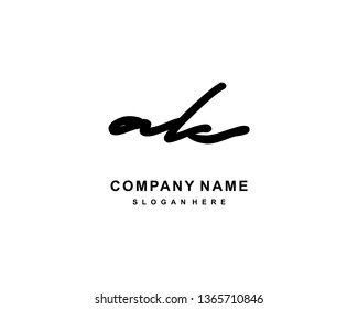 A K Initial Handwriting Logo Template