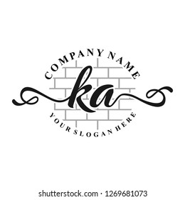 K A Initial handwriting logo vector