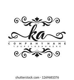 K A Initial handwriting logo vector