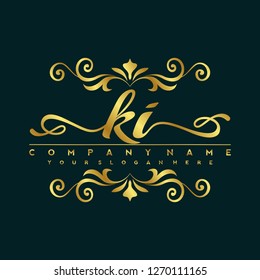 K I Initial handwriting logo vector