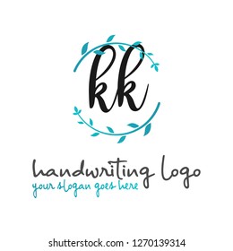 K K Initial handwriting logo vector