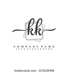 K K Initial handwriting logo vector