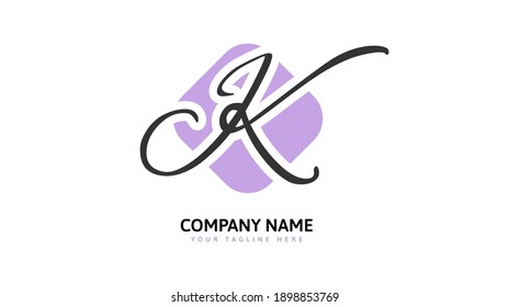K Initial handwriting logo vector