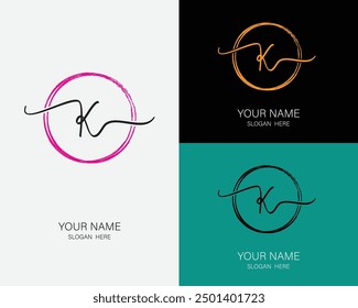 Plantilla de belleza de diseño de logotipo y escritura inicial K