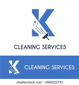 K Initial letter Cleaning Service Logo Idea. Housekeeping, Renovation and maintenance service company logo template. Housework cleaner disinfectant retail Business Logo vector template