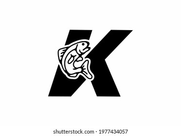 K initial letter with fish design