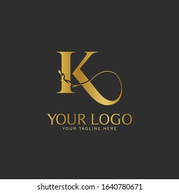K Initial letter Gold Logo Icon classy gold letter suitable for boutique restaurant wedding service hotel or business identity.