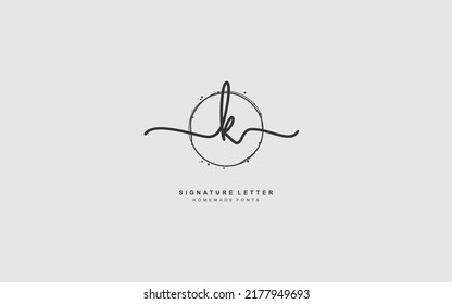K Initial letter handwriting and  signature logo. A concept with template element.