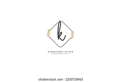 K Initial letter handwriting and  signature logo. A concept with template element.
