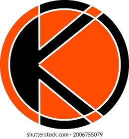 Buchstabe k Symbol im Kreis mit roter schwarzer Farbe