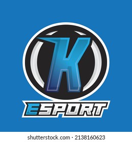 K initial letter monogram Esport and gamer team logo illustration design. mascot esport logo design