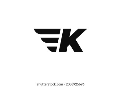 K Diseño del vector de alas de letras iniciales