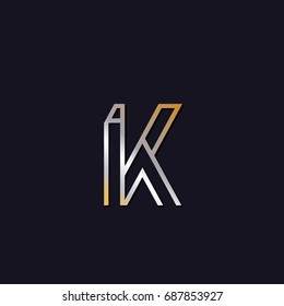 K initial letters elegant logo golden silver black background