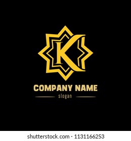 K initial letters looping linked hexagon monogram logo