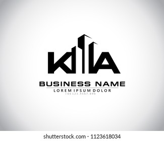 K A Initial logo concept with building template vector.