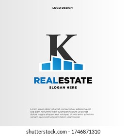 K Concepto de logotipo inicial con vector de plantilla de construcción.