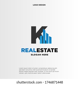 K Initial Logo Konzept mit Building Template Vektor.
