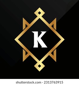K Initial luxury gold Letter Type Logo Sign Symbol Icon Simple Elegance