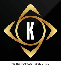 K Letra oro de lujo inicial Tipo de letra Símbolo de logotipo Icono Elegancia simple