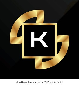 K Initial luxury gold Letter Type Logo Sign Symbol Icon Simple Elegance