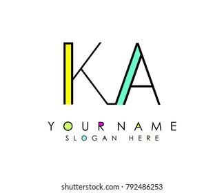 K & A initial minimalist logo template vector