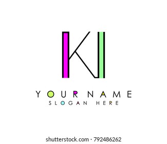 K & I initial minimalist logo template vector