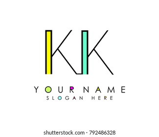 K & K initial minimalist logo template vector