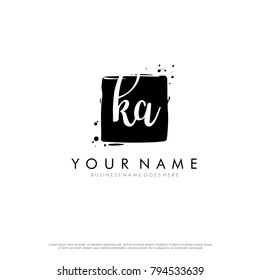 K A initial square logo template vector