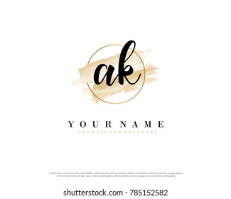 A K Initial water color logo template vector
