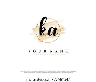 K A Initial water color logo template vector