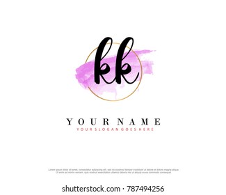 K K Initial water color logo template vector