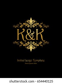 K & K initial wedding logo template vector