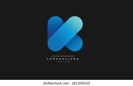 K initials monogram letter text alphabet logo design