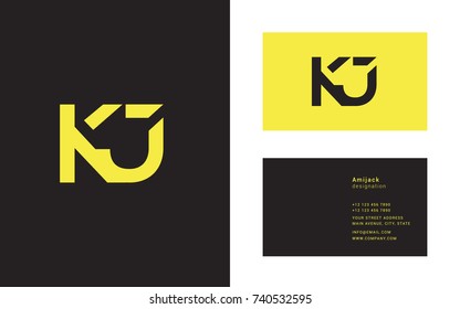 K J double letter logo design with business card template