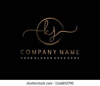 K J Initial handwriting logo vector