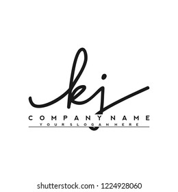 K J Initial handwriting logo vector