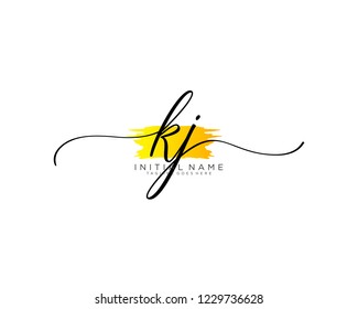 K J Initial handwriting logo vector