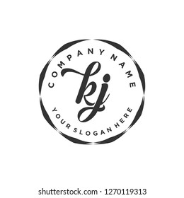 K J Initial handwriting logo vector