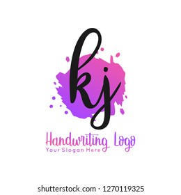 K J Initial handwriting logo vector