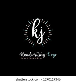 K J Initial handwriting logo vector