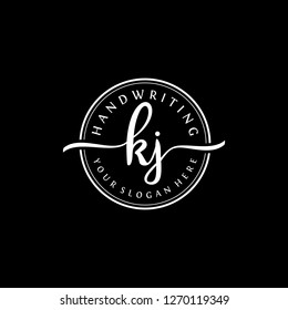 K J Initial handwriting logo vector