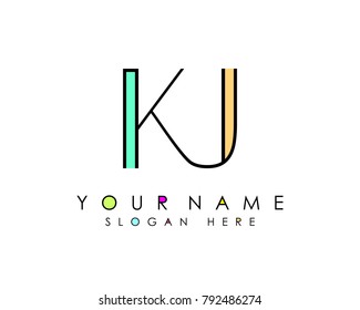 K & J initial minimalist logo template vector