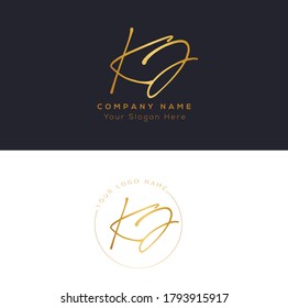  K J KJ Initial letter handwriting and signature logo. Beauty vector initial logo .Fashion, boutique, floral and botanical